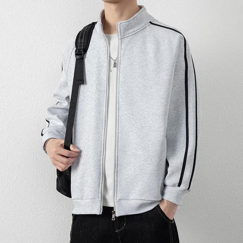 Herren Freizeit-Trainingsjacke mit Stehkragen, Reißverschluss und Kontraststreifen Nord Taschen