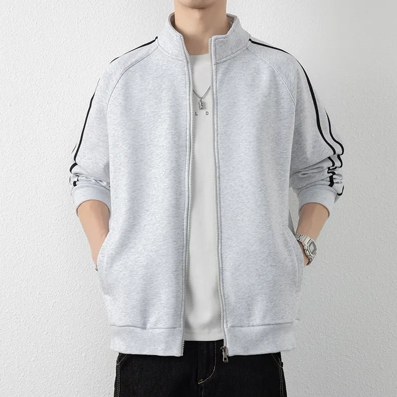 Herren Freizeit-Trainingsjacke mit Stehkragen, Reißverschluss und Kontraststreifen Nord Taschen