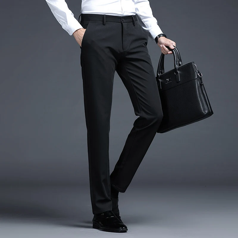 Herren Formelle Slim-Fit Anzughose mit Stretchbund und Bügelfalte Nord Taschen