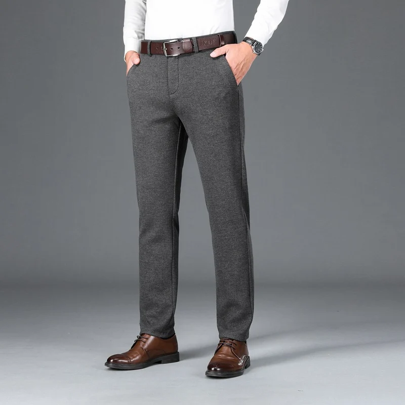 Herren Elegante Stretch-Wolloptik-Hose mit geradem Schnitt und elastischem Bund Nord Taschen