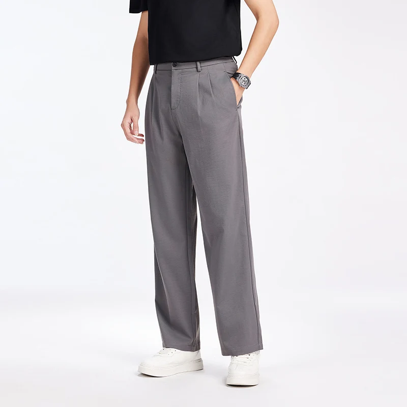 Herren Elegante Bundfalten-Stoffhose mit hoher Bundhöhe, Bügelfalte und geradem Bein Nord Taschen