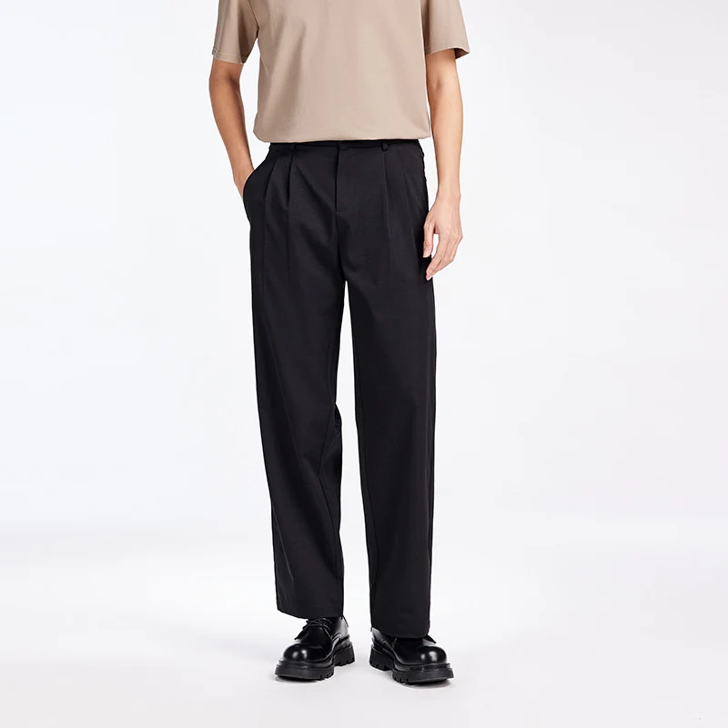 Herren Elegante Bundfalten-Stoffhose mit hoher Bundhöhe, Bügelfalte und geradem Bein Nord Taschen