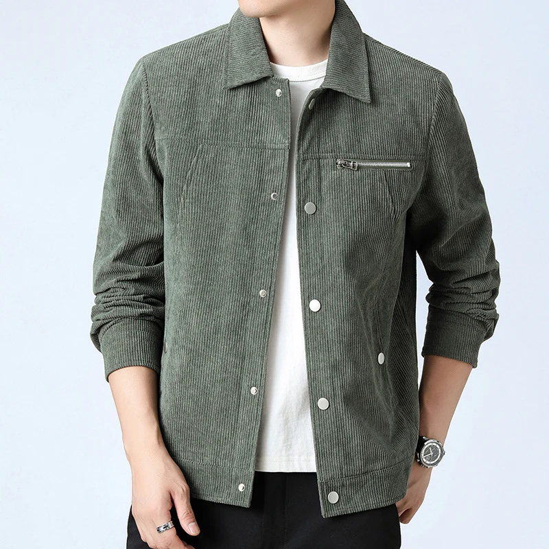 Herren Cord‑Overshirt aus Breitcord mit Druckknopf‑Front und Zipper‑Brusttasche Nord Taschen