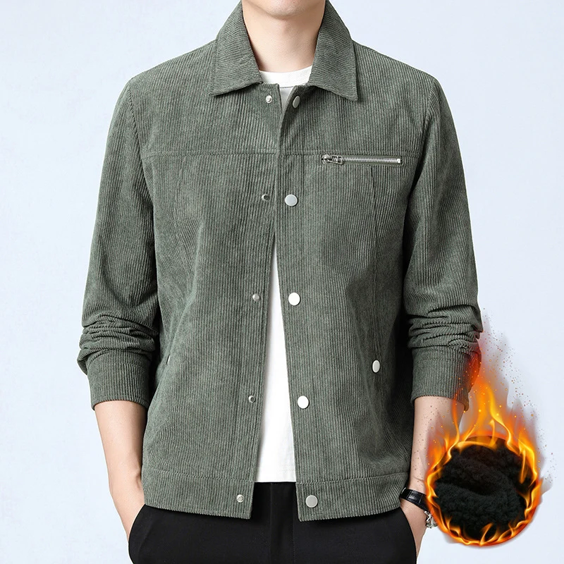 Herren Cord‑Overshirt aus Breitcord mit Druckknopf‑Front und Zipper‑Brusttasche Nord Taschen
