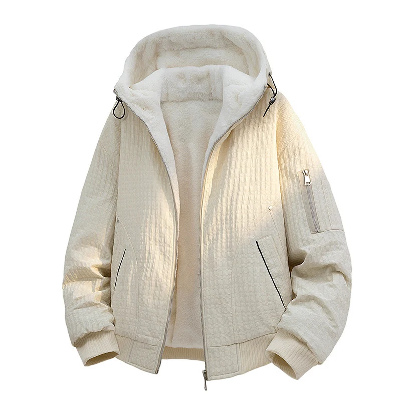Damen Gefütterte Teddy-Fleece Bomberjacke mit Kapuze und feiner Steppstruktur Nord Taschen