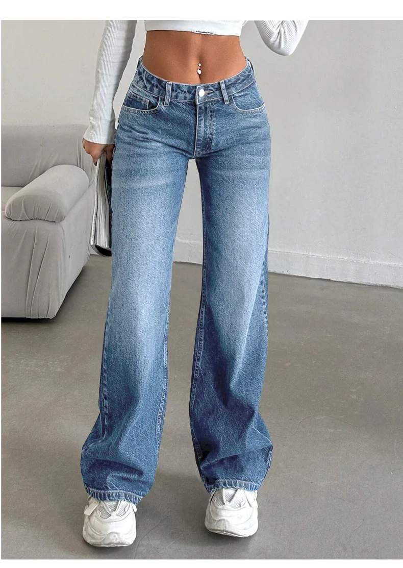 Damen High-Waist Weite-Jeans mit Paperbag-Bund Nord Taschen
