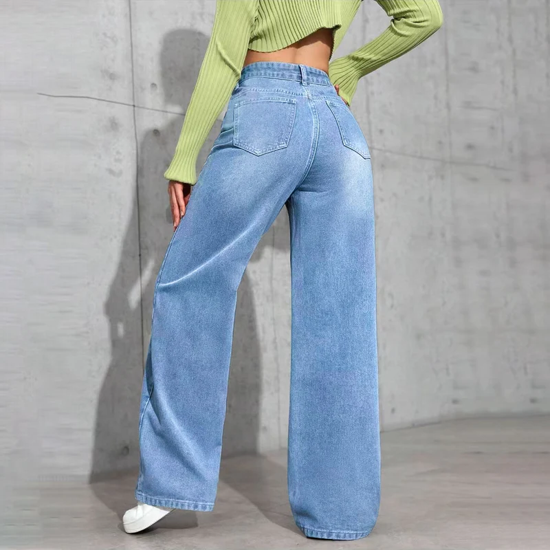 Damen High-Waist Palazzo-Jeans mit extra weitem Bein und soften Falten Nord Taschen