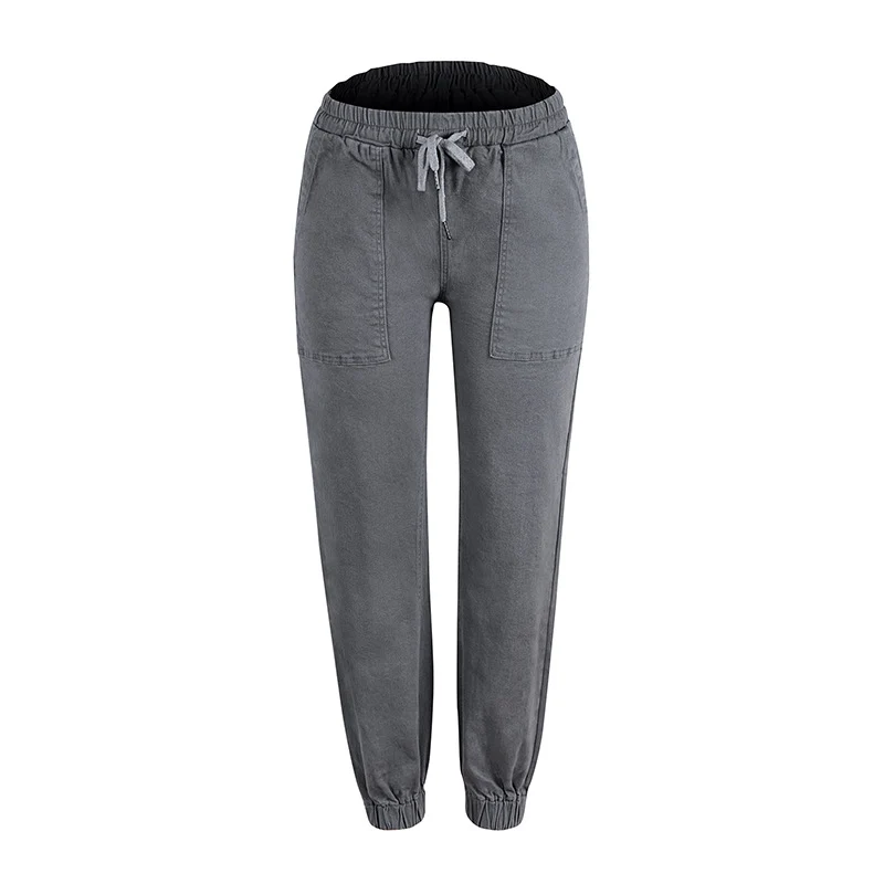 Damen Denim-Joggerhose mit Cargo-Taschen und elastischem Tunnelzugbund Nord Taschen