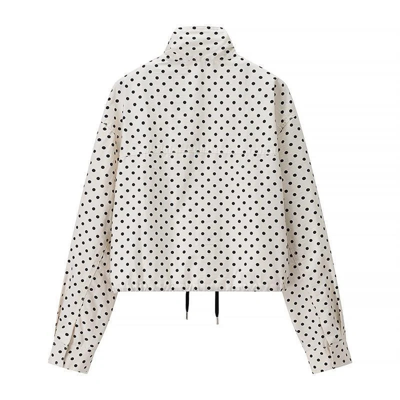 Damen Zweiteiliges Gepunktetes Blazer- und Shorts-Set mit Volumenärmeln und hoher Taille Nord Taschen
