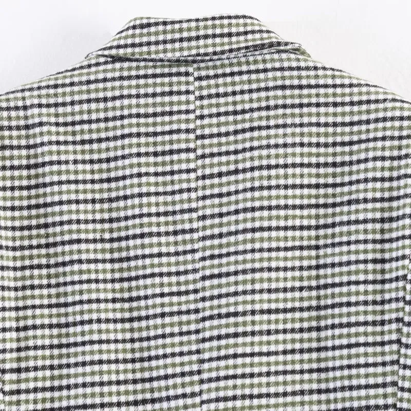 Damen Zweireihiger Hahnentritt-Blazer mit Schwalbenschwanz-Saum und Reverskragen Nord Taschen