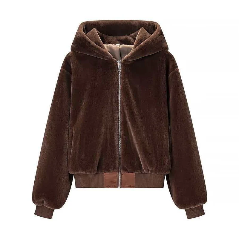 Damen Wende-Kapuzenblouson mit Plüsch- und Fleece-Seite Nord Taschen