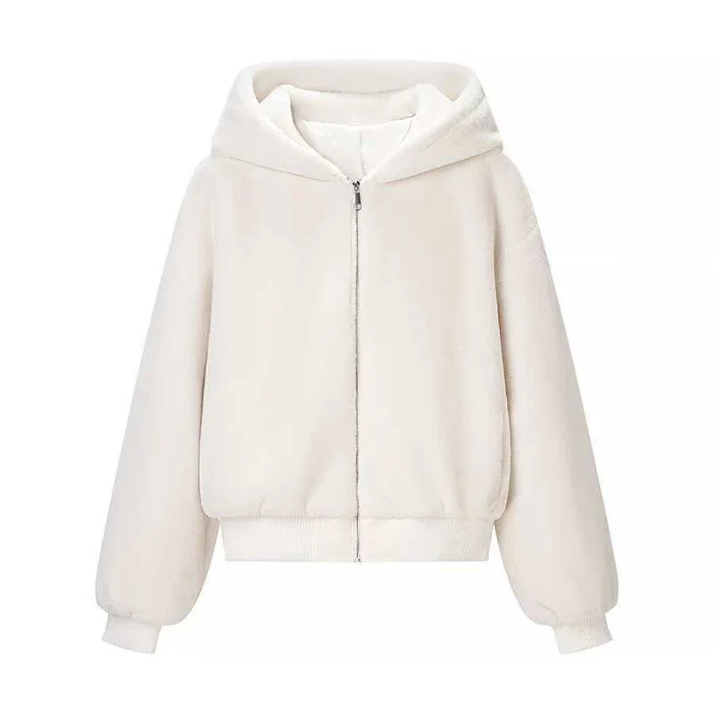 Damen Wende-Kapuzenblouson mit Plüsch- und Fleece-Seite Nord Taschen