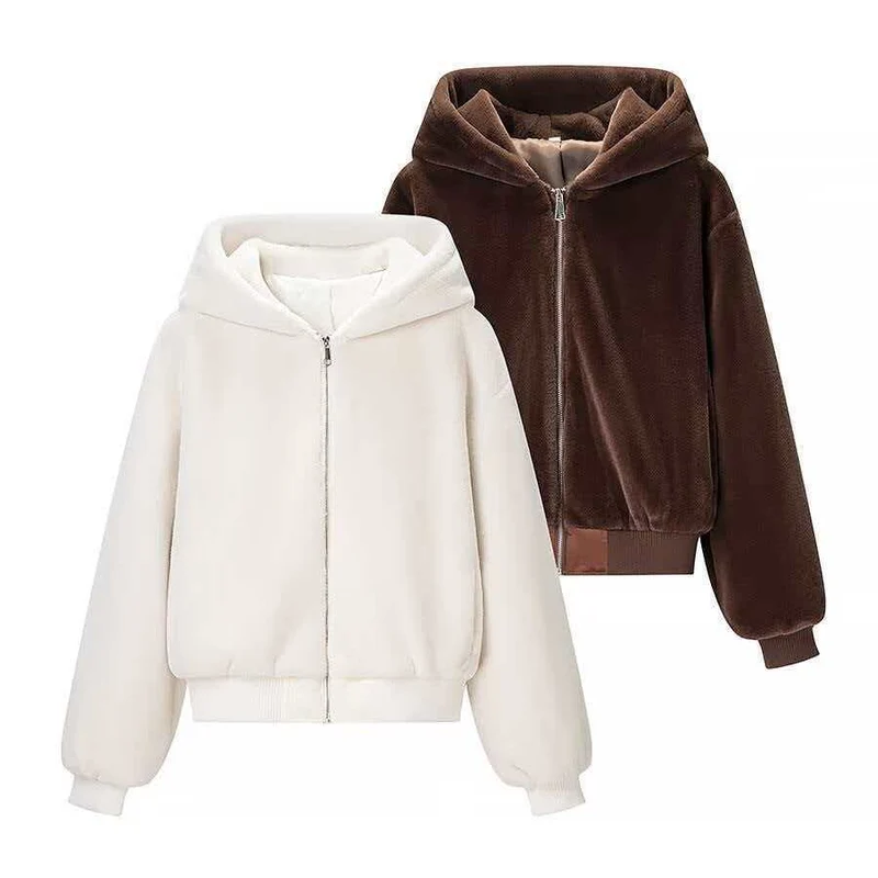 Damen Wende-Kapuzenblouson mit Plüsch- und Fleece-Seite Nord Taschen