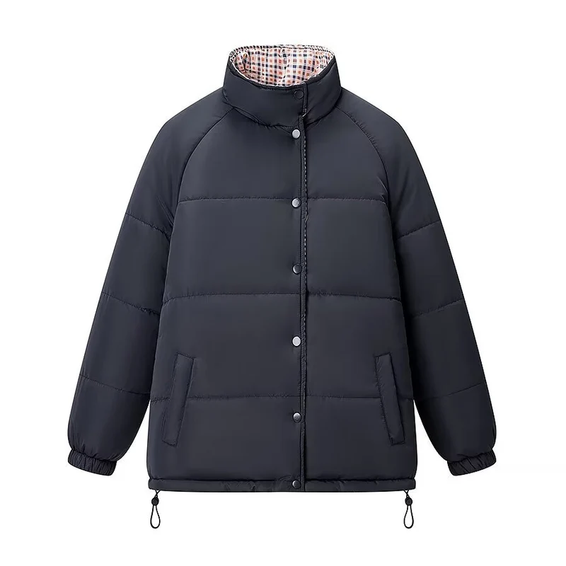 Damen Wattierte Steppjacke mit Stehkragen, Raglanärmeln und verstellbarem Saum Nord Taschen