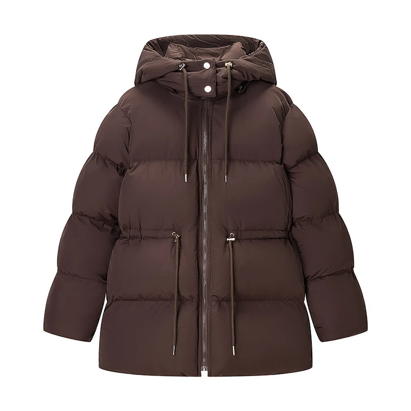 Damen Wattierte Pufferjacke mit Kapuze, taillierbarem Kordelzug und Zwei-Wege-Reißverschluss Nord Taschen