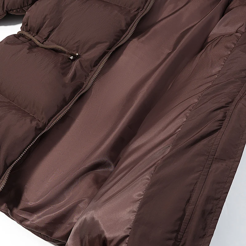 Damen Wattierte Pufferjacke mit Kapuze, taillierbarem Kordelzug und Zwei-Wege-Reißverschluss Nord Taschen