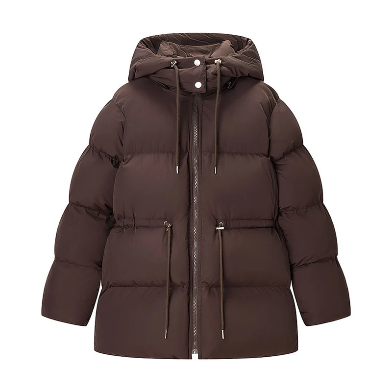 Damen Wattierte Pufferjacke mit Kapuze, taillierbarem Kordelzug und Zwei-Wege-Reißverschluss Nord Taschen
