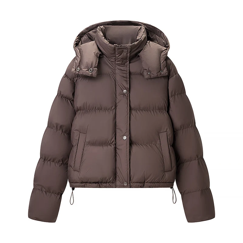 Damen Wattierte Daunenoptik-Steppjacke mit abnehmbarer Kapuze Nord Taschen