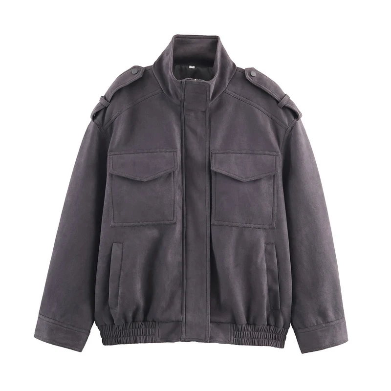Damen Utility-Fieldjacke mit Stehkragen, Epauletten und elastischem Saum Nord Taschen