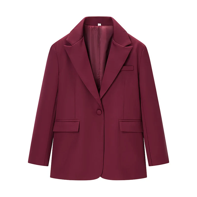 Damen Taillierter Ein-Knopf-Blazer mit softem Revers, gefütterter Innenseite und Pattentaschen Nord Taschen