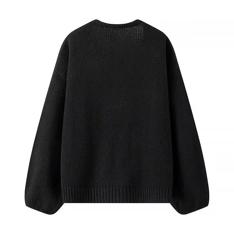 Damen Strickcardigan mit V-Ausschnitt und dreifachen Pailletten‑Schleifen Nord Taschen