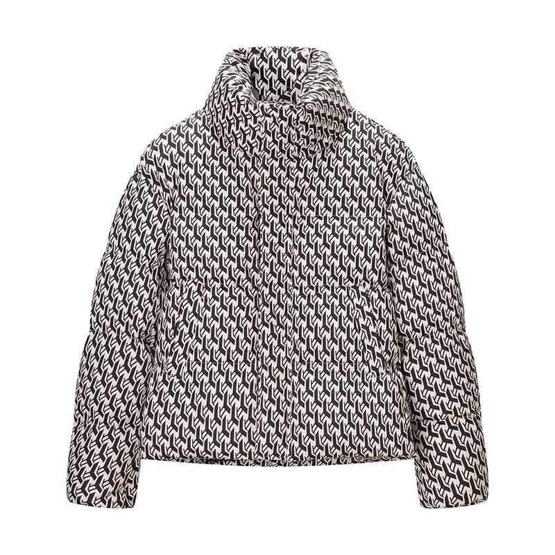 Damen Steppjacke mit hohem Kragen und grafischem Jacquardmuster Nord Taschen