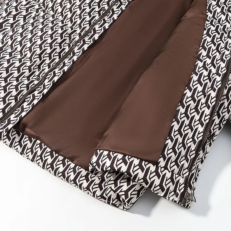 Damen Steppjacke mit hohem Kragen und grafischem Jacquardmuster Nord Taschen