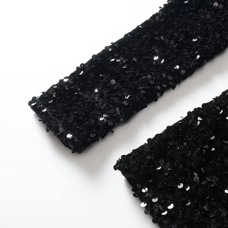 Damen Paillettenbesetztes Samt‑Minikleid mit schmeichelnder Korsage und ausgestelltem Rock Nord Taschen