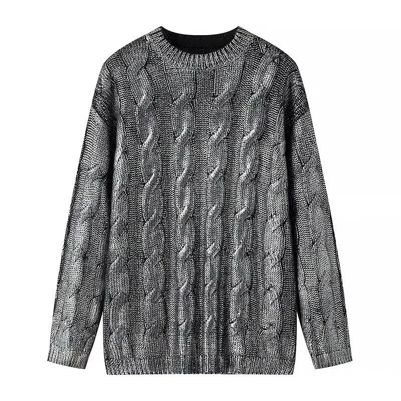 Damen Oversize-Zopfstrickpullover mit Rundhals Nord Taschen
