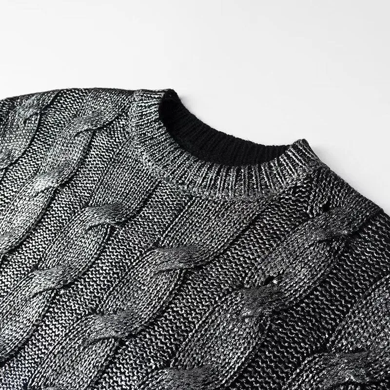 Damen Oversize-Zopfstrickpullover mit Rundhals Nord Taschen