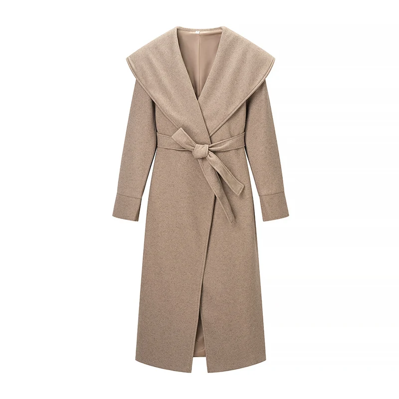 Damen Oversize Wollmix‑Mantel mit Schalkragen und lässiger Maxilänge Nord Taschen
