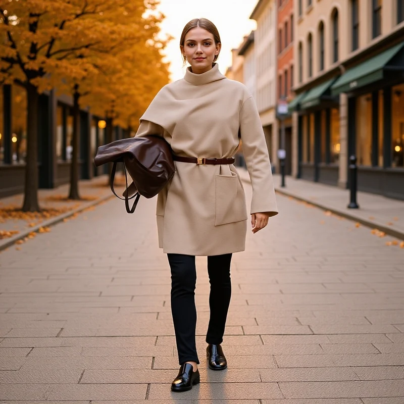 Damen Oversize-Mantel mit Stehkragen, asymmetrischem Überwurf und aufgesetzter Tasche Nord Taschen