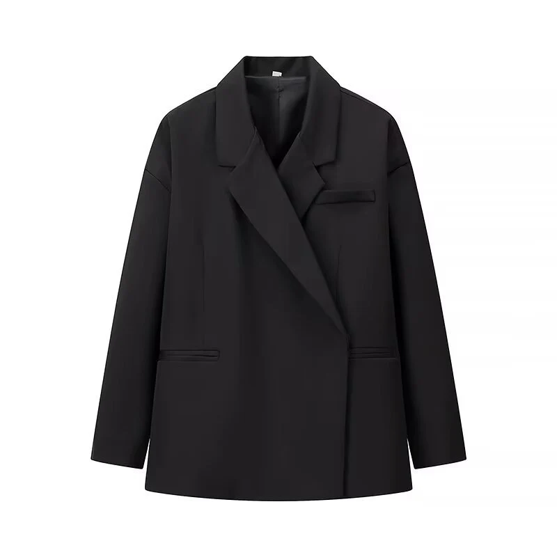 Damen Oversize-Kastenblazer mit schlichten Leistentaschen und weitem Revers Nord Taschen