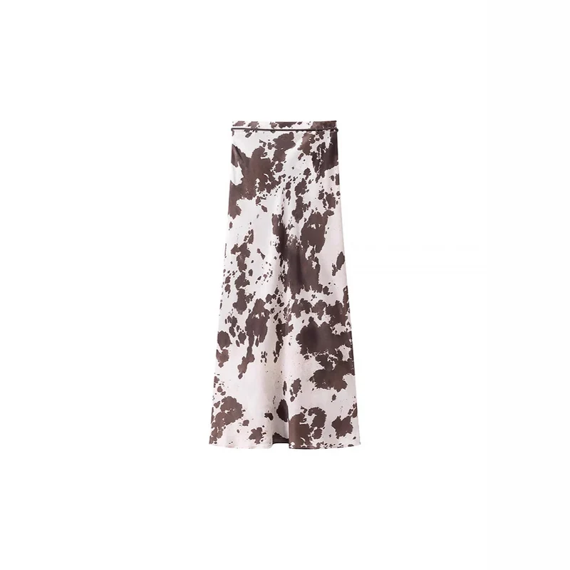 Damen Oversize-Hemdbluse mit Kuhflecken-Print, verdeckter Knopfleiste und weitem Schnitt Nord Taschen