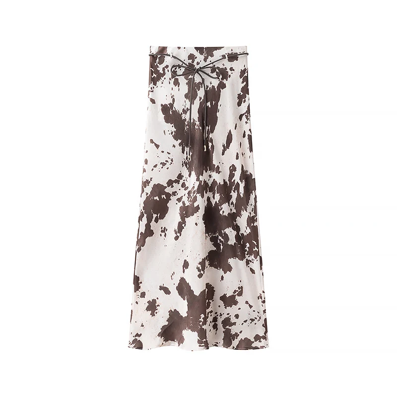 Damen Oversize-Hemdbluse mit Kuhflecken-Print, verdeckter Knopfleiste und weitem Schnitt Nord Taschen