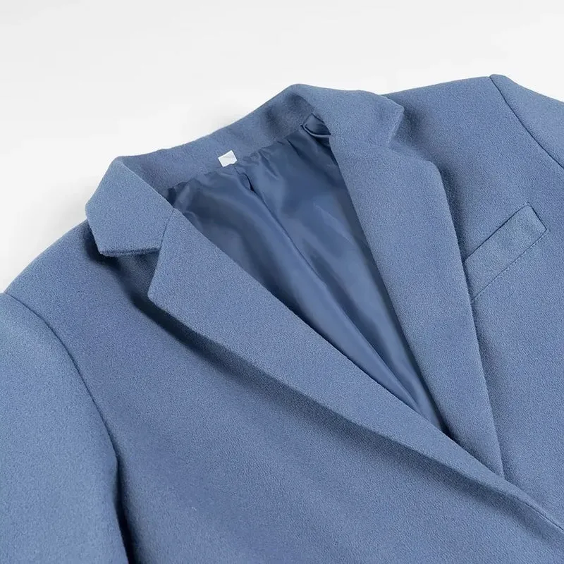 Damen Oversize-Blazer mit langen Fransen und Ziernähten Nord Taschen