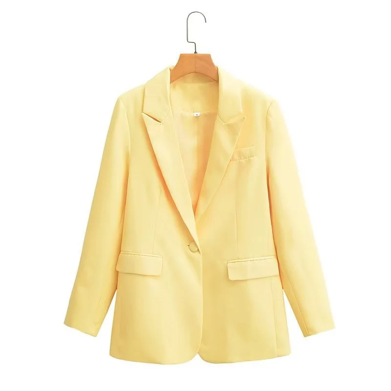 Damen Oversize-Blazer mit fallendem Revers Ein-Knopf-Verschluss und Pattentaschen Nord Taschen