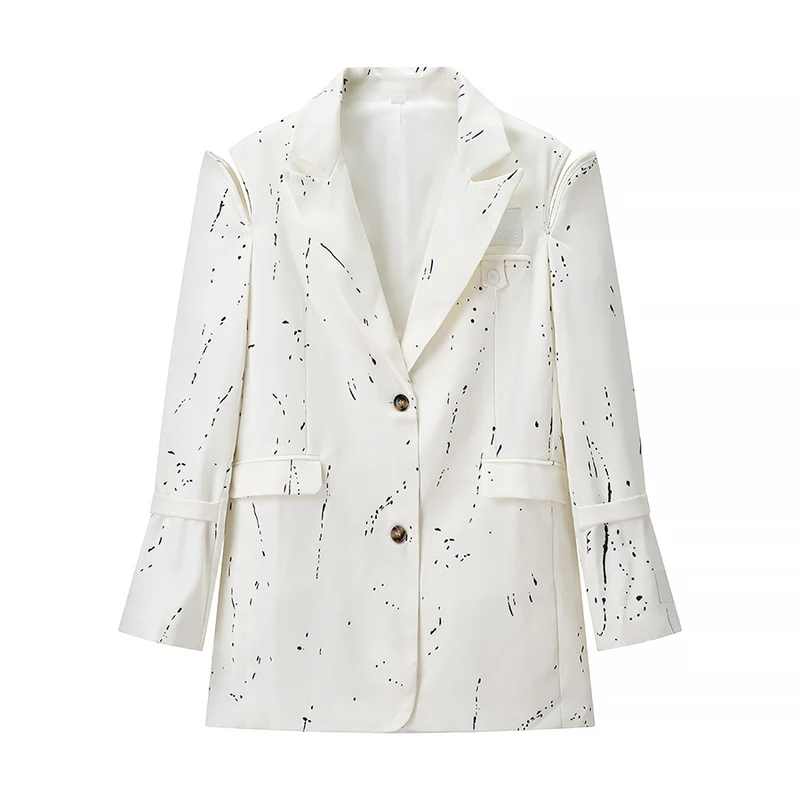 Damen Oversize-Blazer mit Cut-Out-Schultern und Paint‑Splatter‑Optik Nord Taschen