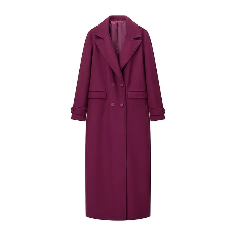 Damen Maxilanger zweireihiger Mantel mit Oversize-Revers und Ärmelriegeln Nord Taschen