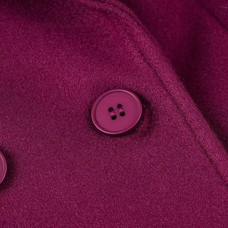Damen Maxilanger zweireihiger Mantel mit Oversize-Revers und Ärmelriegeln Nord Taschen
