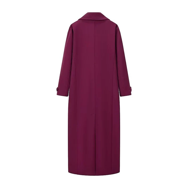 Damen Maxilanger Mantel aus Wollmix mit taillierter Silhouette und cleanem Revers Nord Taschen