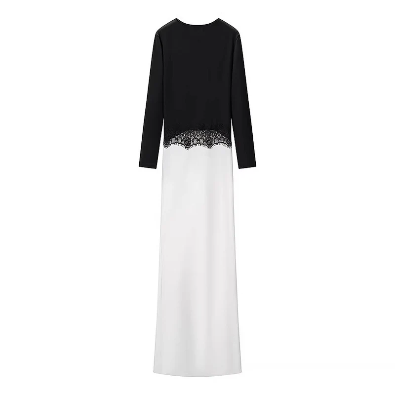 Damen Maxikleid mit Spitzeneinsatz, geraffter Vorderpartie und fließender Saum Nord Taschen