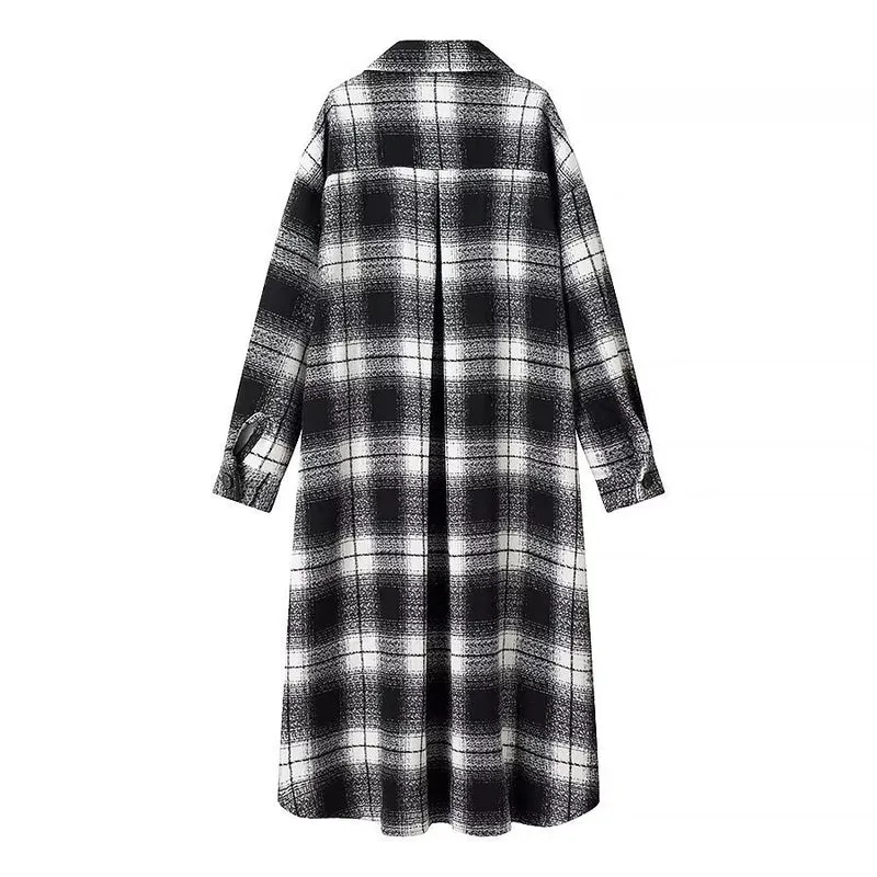 Damen Longline-Karo-Überhemd mit Oversize-Schnitt und aufgesetzten Pattentaschen Nord Taschen