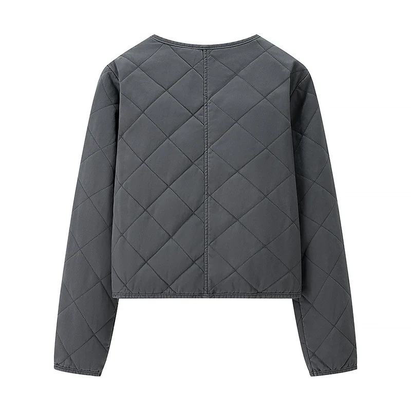 Damen Leichte gesteppte Kurzjacke mit Rundhalsausschnitt, durchgehendem Reißverschluss und dezenter Taillenlänge Nord Taschen