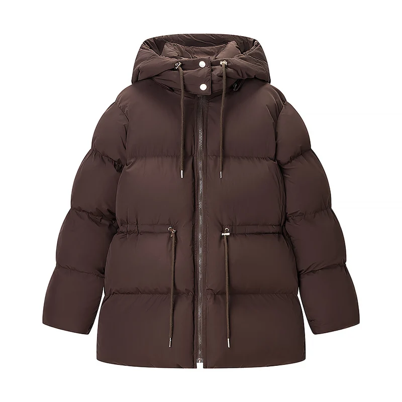 Damen Langer wattierter Parka mit Kapuze, Taillenzug und Oversize-Silhouette Nord Taschen