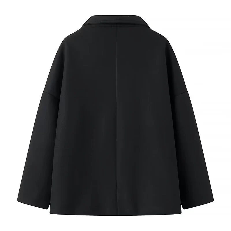 Damen Kurzmantel im Oversize‑Cut mit Doppelreiher und weitem Umschlagkragen Nord Taschen