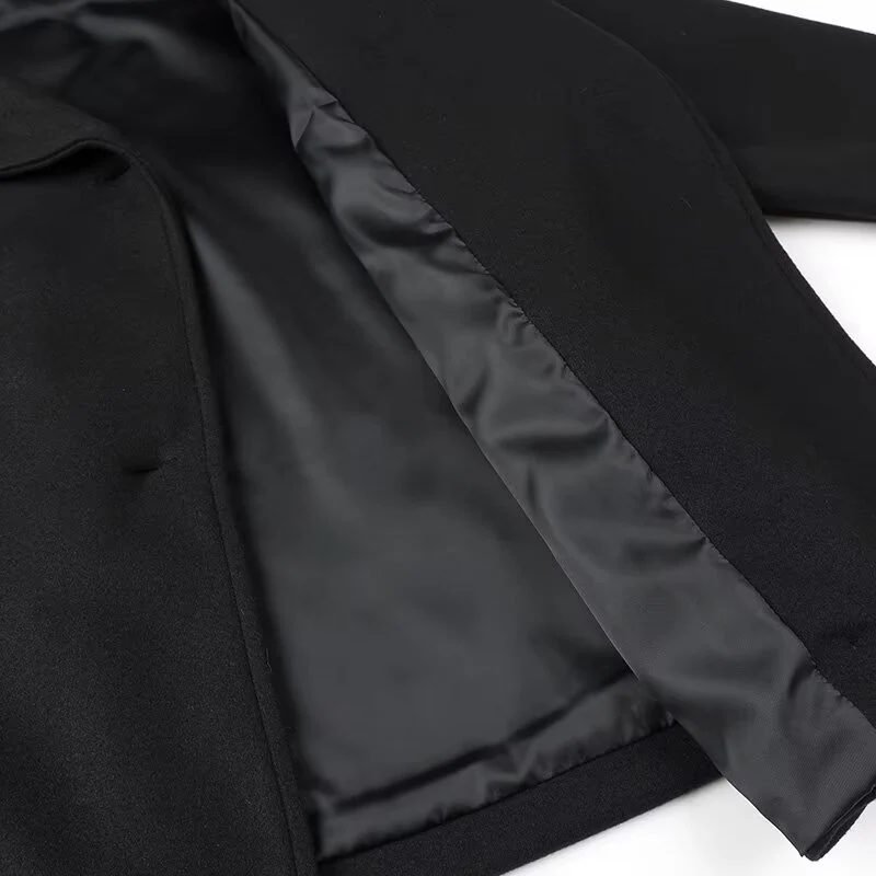 Damen Kurzmantel im Oversize‑Cut mit Doppelreiher und weitem Umschlagkragen Nord Taschen