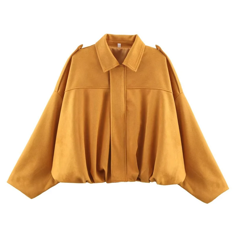 Damen Kurzjacke im Bomberstil mit Oversize‑Silhouette, Schulterklappen und elastischem Saum Nord Taschen