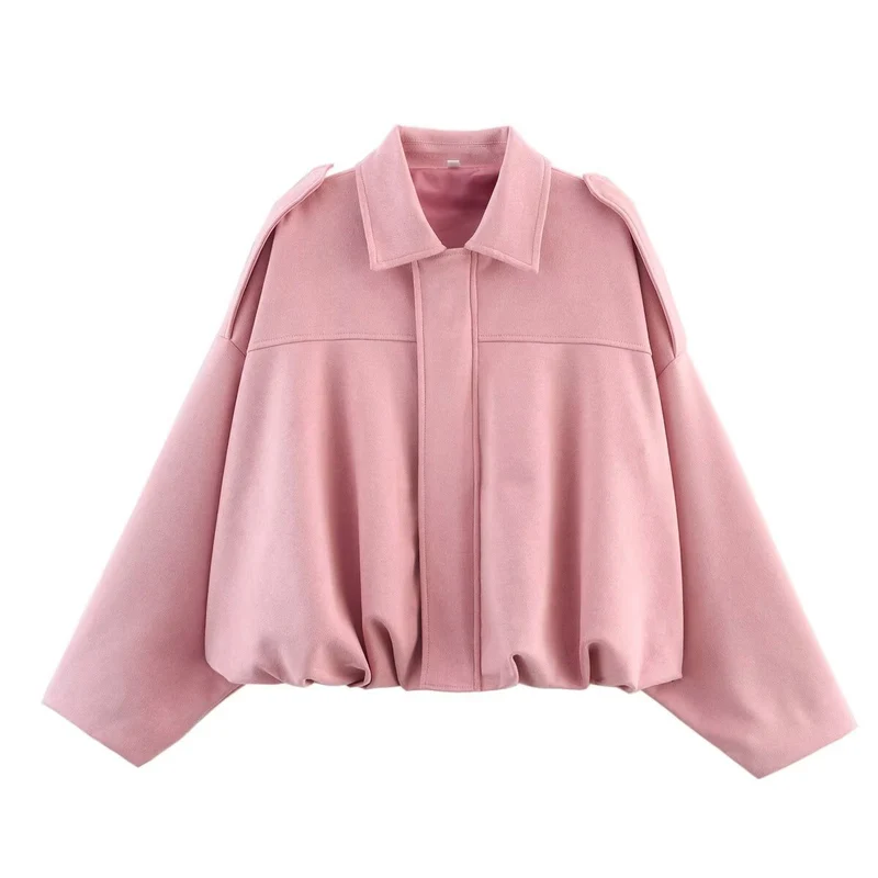 Damen Kurzjacke im Bomberstil mit Oversize‑Silhouette, Schulterklappen und elastischem Saum Nord Taschen
