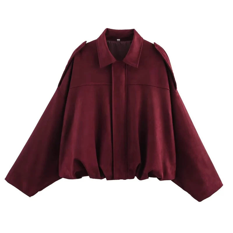 Damen Kurzjacke im Bomberstil mit Oversize‑Silhouette, Schulterklappen und elastischem Saum Nord Taschen